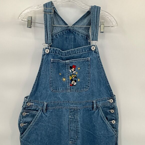 Disney Mickey Mouse Women's Denim Overalls Large Embroidered Front Pocket Adjust - Picture 3 of 11